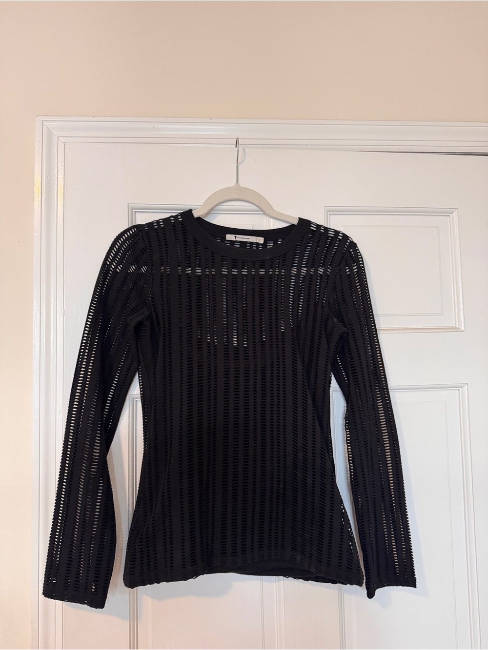 Alexander Wang Black Long Sleeve Open-Knit Top -  Women